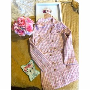 light pink plaid tweed two piece jacket skirt set 2 piece